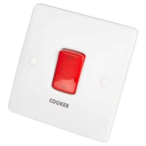 Legrand 45a Dp 1 Gang Switch Red Rocker Marked Cooker White 730122 Cef