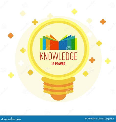 Book Logo In Lamp With Text Knowledge Is Power Stock Vector