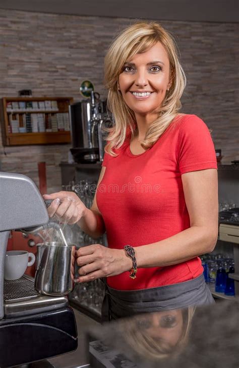 Smiling Waitress Stock Image Image Of Bistro Apron 48817571