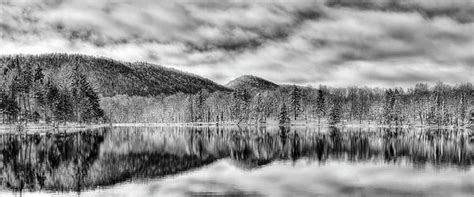 Black And White Photo Of West Lake In The Adirondack Mountains Adk