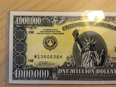 Authentic 1988 Iam One 1 Million Dollar Bill W Certificate
