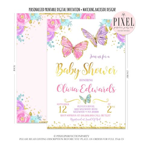 Butterfly Baby Shower Invitation Pink And Gold Butterfly Baby Shower