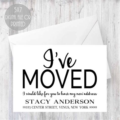 I Have Moved Announcement Black Ive Moved Card Address Etsy