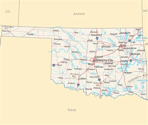 Oklahoma Reference Map Mapsofnet