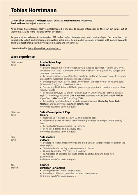 Our resume examples, created by experienced recruiters and experts, can help guide you as you make. Sales Development Representative Resume Template | Kickresume