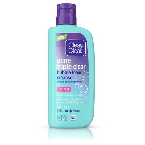 Clean And Clear Acne Triple Clear Bubble Foam Face Cleanser 57 Fl Oz