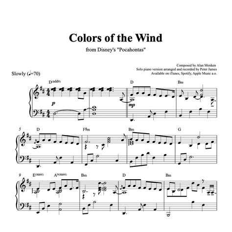 Colors Of The Wind Pocahontas Piano Sheet Music Pdf