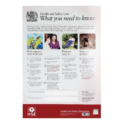 Health and safety law posters are a legal requirment in every work place in the uk. Health and Safety Law Poster A3 FWC30/A3 SR66369