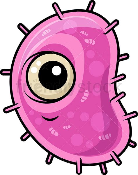 Cute Pink Bacteria Cartoon Clipart Vector Friendlystock