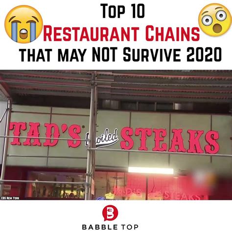 List Of The Top 10 Restaurant Chains That May Not Survive 2020 These