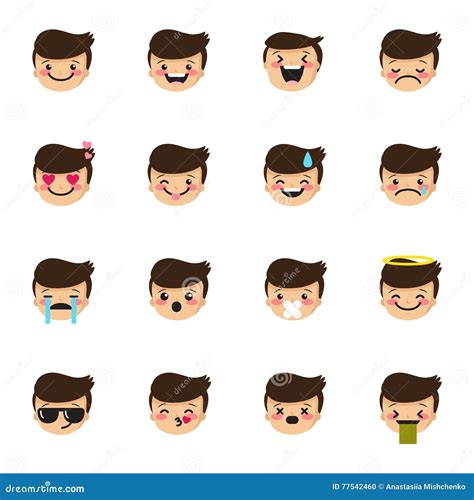 Emoticons Collection Flat Emoji Set Cute Smileys Icon Pack Vector