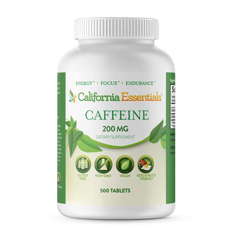 California Essentials Stay Awake Caffeine Pills 200mg Focus And Energy