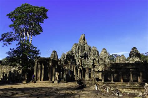 Ruin Ancient Bayon Temple In Siem Reap Cambodia Stock Image Image Of