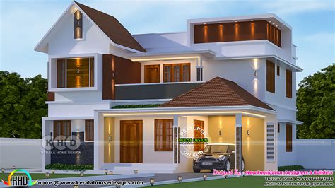 2024 Sq Ft Mixed Roof 4 Bhk House Kerala Home Design And Floor Plans