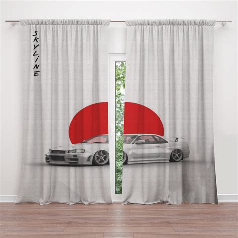 Nissan R34 Blackout Curtains For Bedroom 2 Panels Crush Curtain
