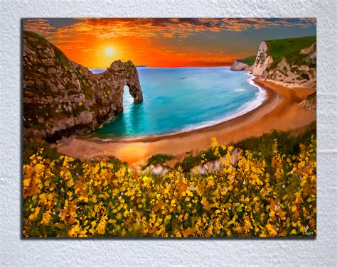Here Comes Sunset At The Durdle Door And The Steps To Man Owar Beach