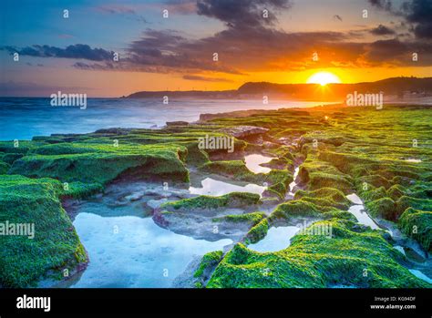 Sunrise At Laomei Green Reef Northern Coast In Taiwan Stock Photo Alamy