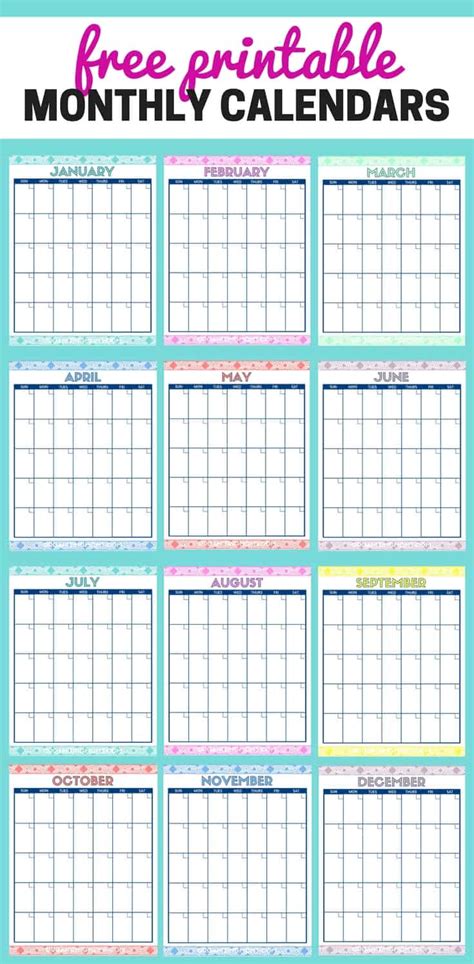 Free Cute Printable Monthly Calendar
