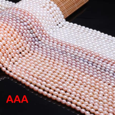 Natural Freshwater Pearl Beads High Quality Rice Shape Punch Loose