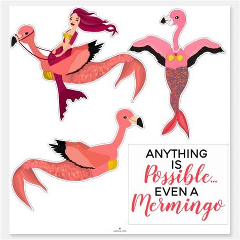 Funny Mermingo Magical Mermaid Flamingo Creature Sticker