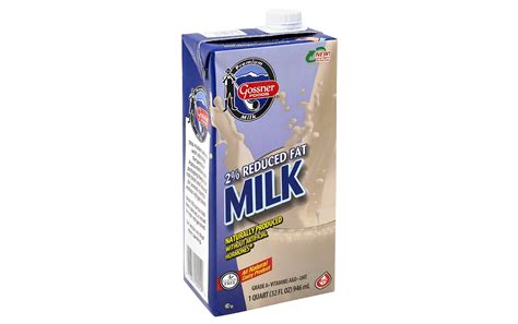 Gossner Foods 2 Reduced Fat Shelf Stable Milk 1 Quart 12 Count