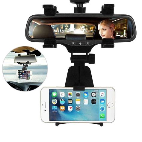 Universal 360° Rotating Car Rear View Mirror Phone Holder Mount Stand