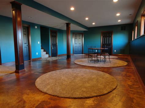 Create beautiful floors using a combination of acid staining. Stained Concrete Basement - Traditional - Basement ...
