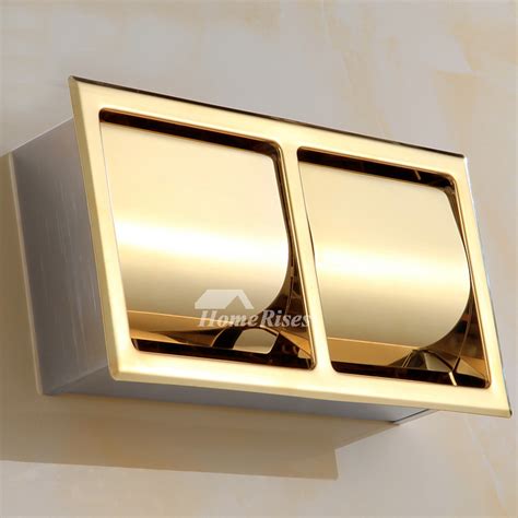 Double Toilet Paper Holder Recessed Stainless Steel Polished