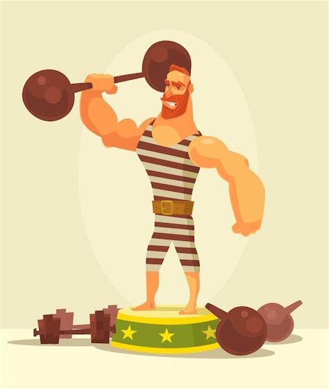 Premium Vector Athlete Strong Man Character Holding Dumbbell