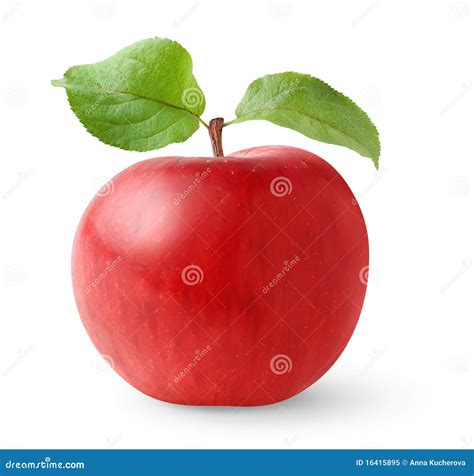 Isolated Apple Red Apple With Leaves Isolated On White Background