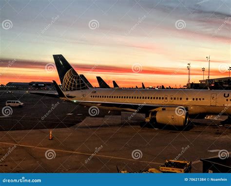 Airport Sunrise Editorial Stock Image Image Of Flying 70621384