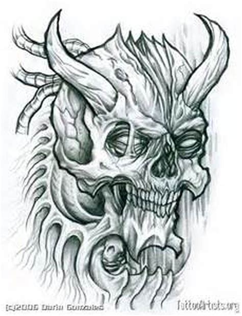 Demon Skull Tattoo Sketch Tattoo Designs Sketch Tattoo Design Skull