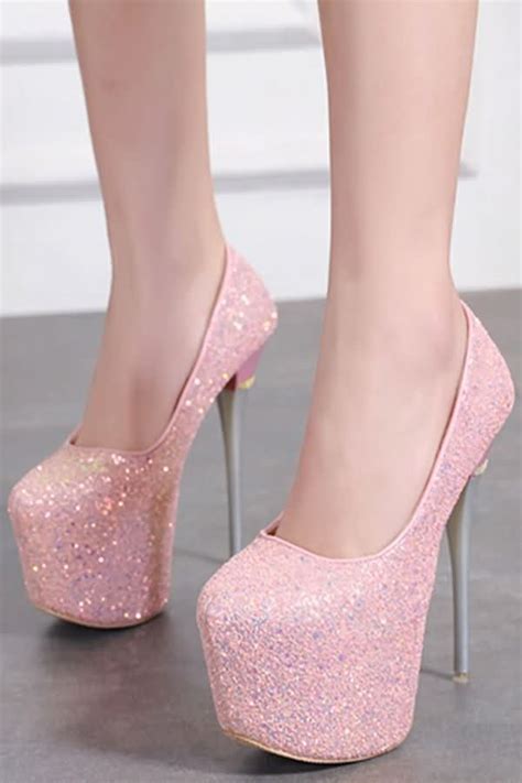 pink glitter platform stiletto high heel party pumps fashion high heels heels heels classy