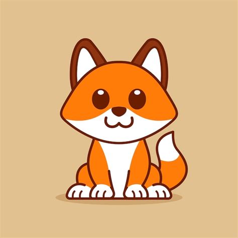 Premium Vector Cute Fox Sitting Down Illustration