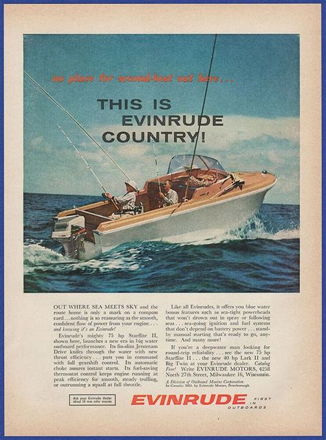 Vintage EVINRUDE Outboard Boat Motor Boating Ephemera Décor s Print Ad eBay Vintage