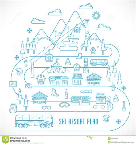 ski resort modern illustration - Google Search | Resort plan, Ski resort, Ski resort vacation