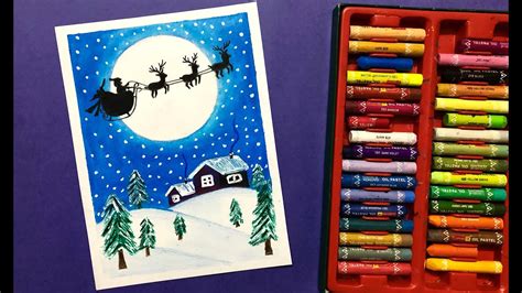 Easy Christmas Drawing With Oil Pastels Youtube