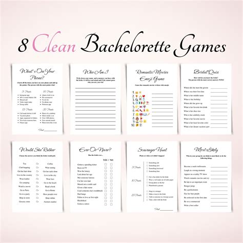 8 Clean Bachelorette Party Games Printable Bachelorette Game Etsy