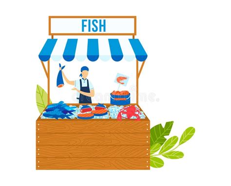 Man Selling Fish Fish Market Stock Illustrations 118 Man Selling Fish