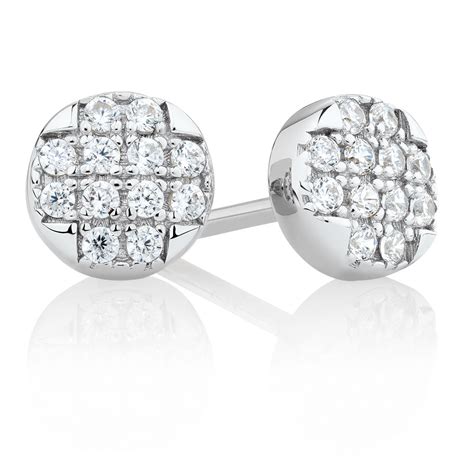 Round Stud Earrings With Luxe Cubic Zirconia In Sterling Silver