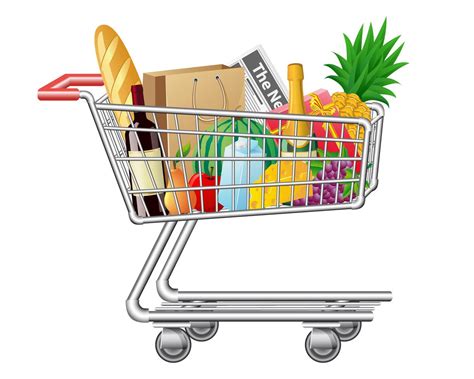 Shopping Cart With Purchases And Foods 514321 Vector Art At Vecteezy