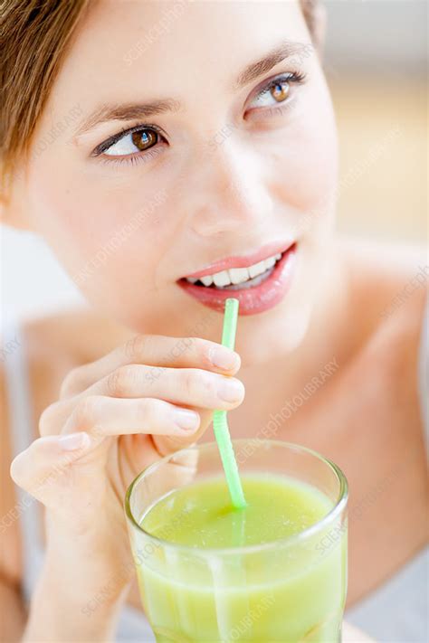 Woman Drinking A Smoothie Stock Image C0332187 Science Photo Library