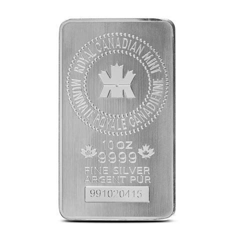 10 Oz Rcm Royal Canadian Mint Silver Bar New L Bgasc