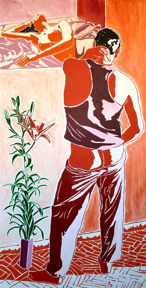 Man Look On Woman Picture Erotic Male Nude Paintings Red Painting