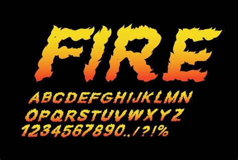 Hot Alphabet Flame Font Fiery Letters Burning Abc Fire Typog Stock