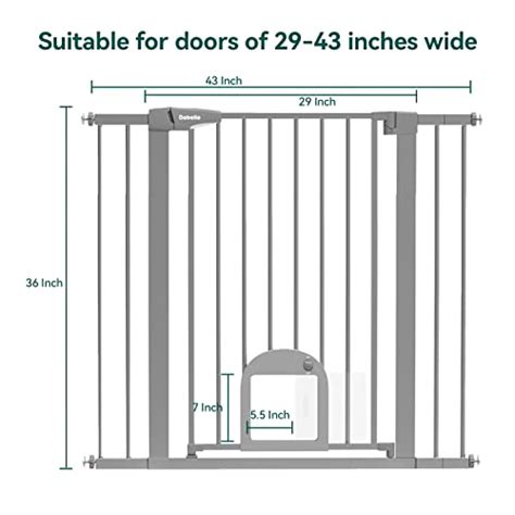 Babelio 36 Tall Upgraded Baby Gate With Cat Door 29 43 Auto Close