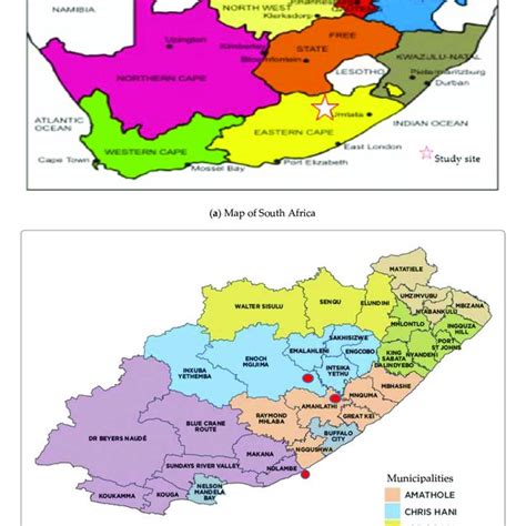 A Map Of South Africa B Map Of Eastern Cape Province Download