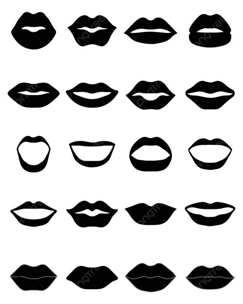 Set Of Black Lips Trace Shape Illustration Vector Trace Shape Illustration Png And Vector