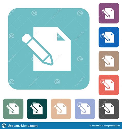 Edit With Pencil Rounded Square Flat Icons Stock Vector Illustration