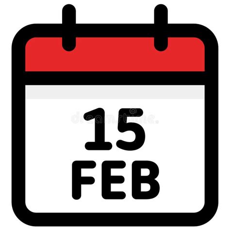 February 15 Calendar Icon Stock Vector Illustration Of Organizer